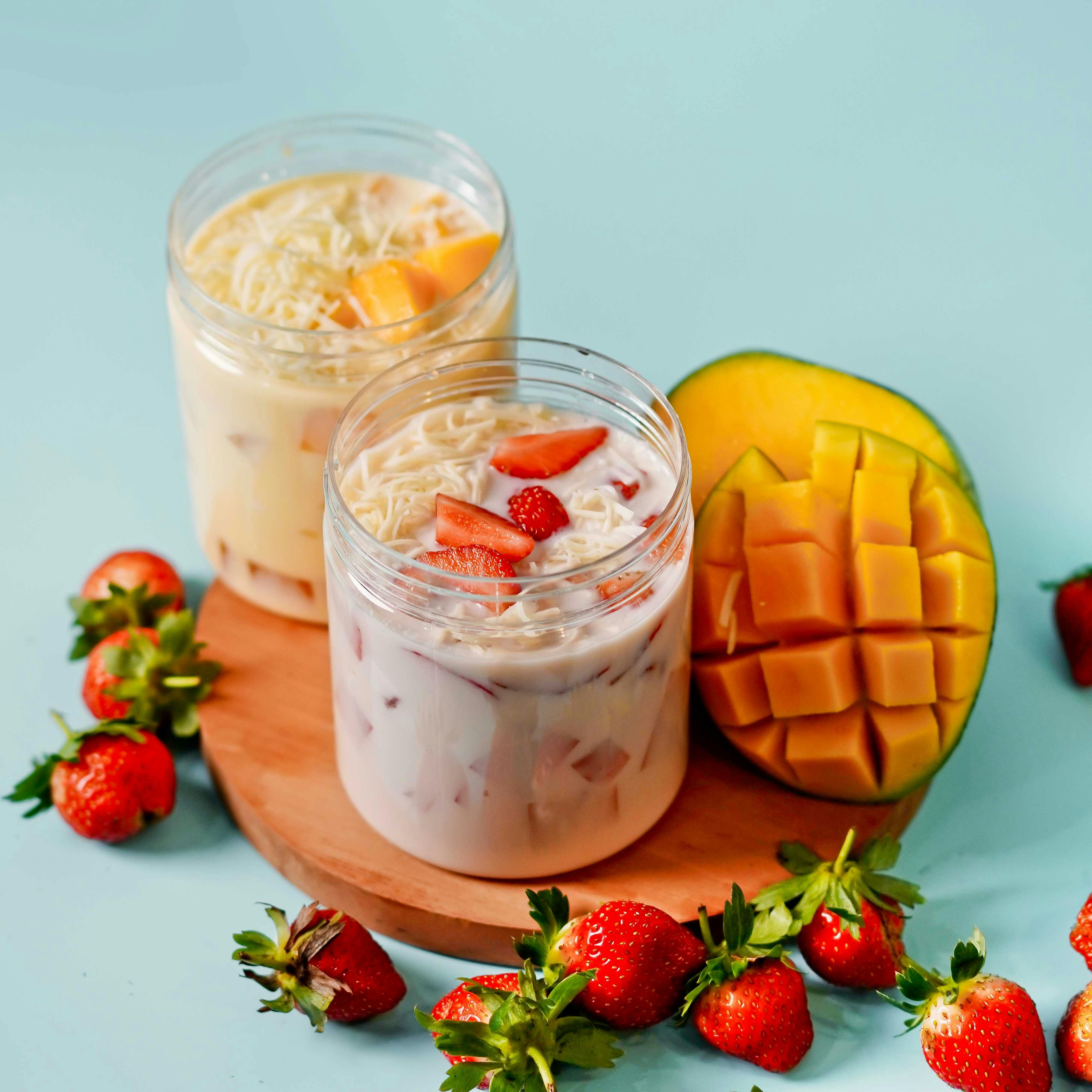 Fresh fruit and coffee on rustic table